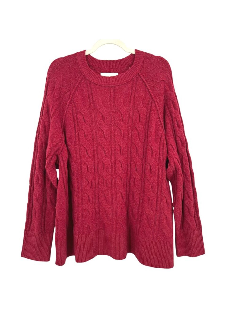 Aerie Burgundy Cable Knit Sweater Oversized Preppy Heritage Size Large NWT
